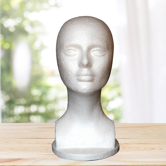 Mannequin Head Foam Wig Head Foam Female Manikin Head Model Wig Hair Jewelry Display Stand for Shop 1pc