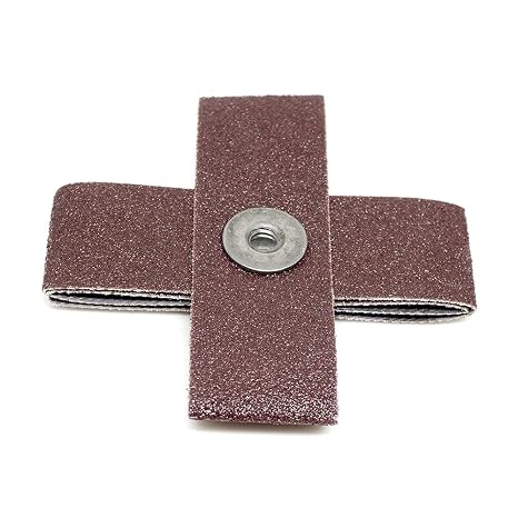 Benchmark Abrasives 3" x 1" Aluminum Oxide Abrasive Cross Pads with 1/4" Threaded Arbor for Blending, Deburring, Polishing, Flexible Material (5 Pack) - 60 Grit
