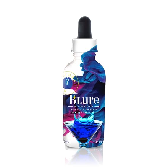Wild Hibiscus BLure Butterfly Pea Flower Extract | 3.4 fl oz (100 ml) | Natural Blue Botanical Extract | Magical Color-Changing Cocktail & Culinary Concentrate