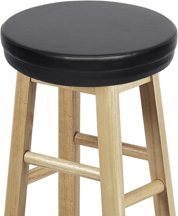 Shinnwa Bar Stool Cushion Round Foam Padded Seat Cushions Waterproof Leather Bar Stool Covers with Elastic and Non Slip Bottom 12 Inch Black