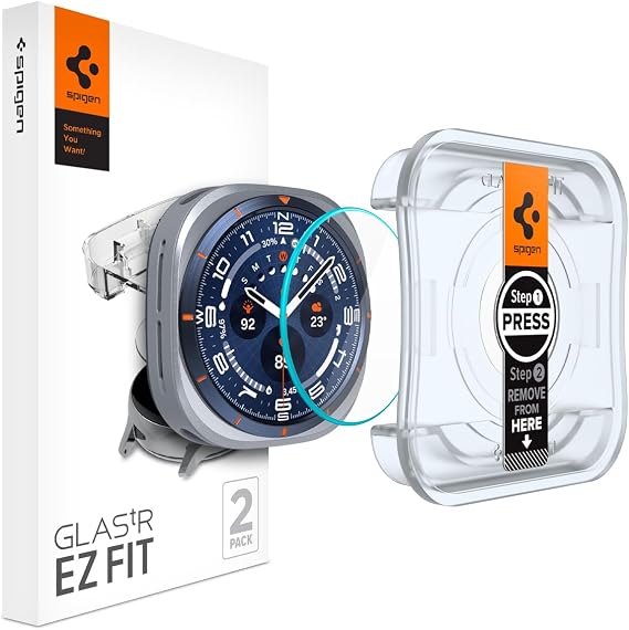 Spigen Galaxy Watch Ultra (47mm) ile Uyumlu Ekran Koruyucu Cam Kolay Kurulum Glas.tR EZ Fit (2 Adet) - AGL08349
