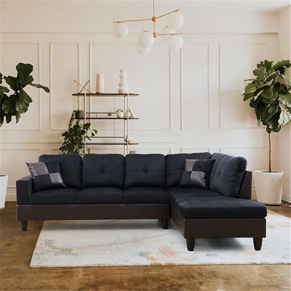 Beverly Fine Furniture Andes Microfiber with Faux Sofas, Black