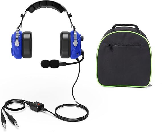 Passanger Aviation Headset Headphone NRR 24dB Noise Cancelling Microphone for PPL Traning Students,Hobby Pilots,Flight Club Members,Flying Enthusiasts,Avionics Technicians,Ground mechanics etc.(Blue)