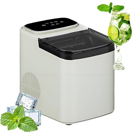 Countertop Ice Maker - Produces Chewable Pellet Nugget Ice - Compact Machine with Anti-Slip Base for Home Use
