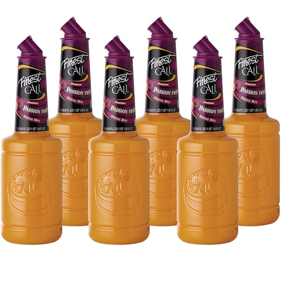 Finest Call Premium Passion Fruit Puree Drink Mix, 1 Liter Bottle (33.8 Fl Oz), Pack of 6