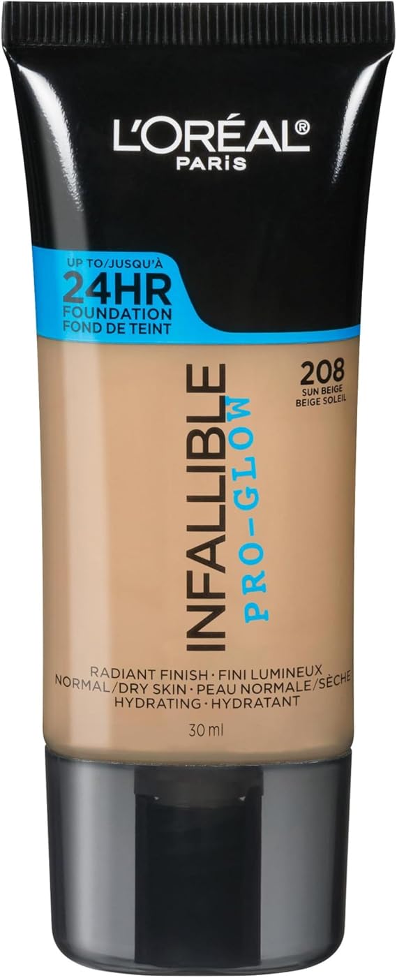 L'Oréal Paris Infallible Pro Glow Longwear Foundation, 208 Sun Beige, 30 ml