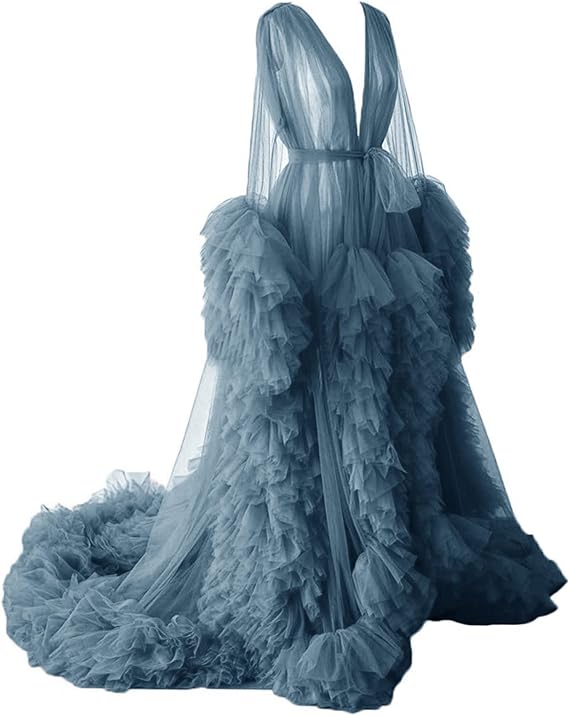 Changuan Tulle Robe Maternity Dress for Photoshoot Long Sheer Pregnancy Gown Bridal Roebs Baby Shower Lingerie Nightgown