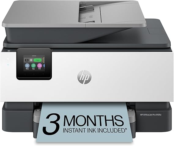 HP OfficeJet Pro 9125e All-in-One Printer, Color, Printer-for-Small Medium Business, Print, Copy, scan, fax, Instant Ink Eligible 3 months included ; Touchscreen; Smart Advance Scan;