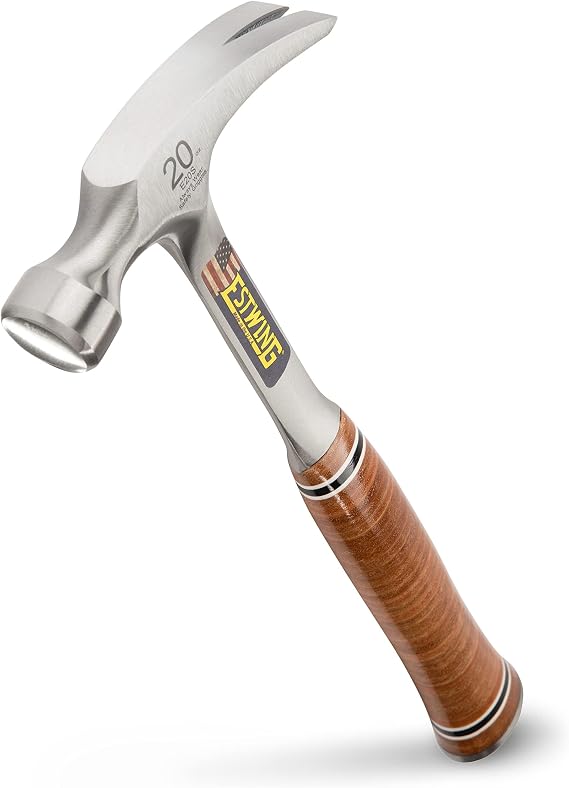 Estwing ESTE20S 20 Oz Rip Hammer With Leather Grip, Straight Claw, (Ounces) | Made in USA, Rip Claw Versatility, Built For The Pro, Forged In One Piece, Genuine Leather Grip