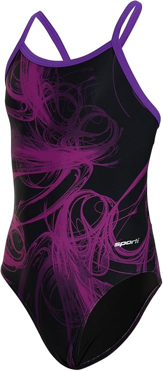Sporti Girls' & Women's Athletic Thin Strap Lycra Printed One-Piece Suit