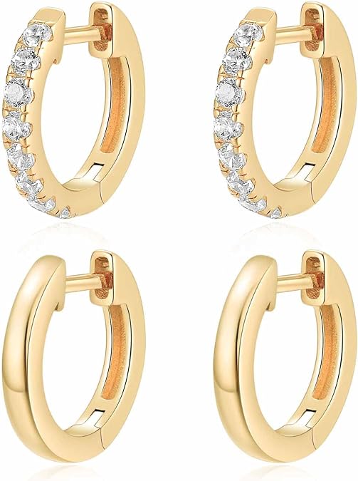 Jewlpire 14K Gold Plated Hoop Earrings Set for Women, Hypoallergenic Small Hoop Earrings for Women 20mm Gold Hoops Earring Set