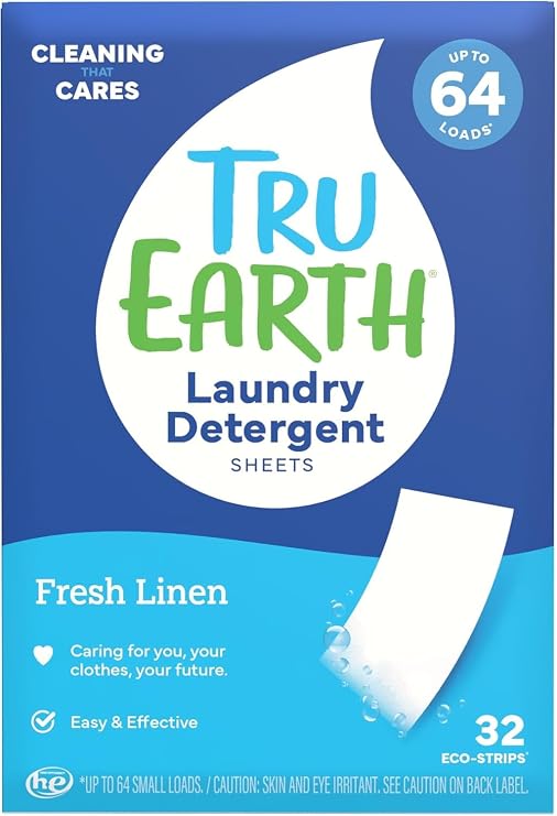 Tru Earth Dry Laundry Detergent Sheets, Fresh Linen, 32 Strips