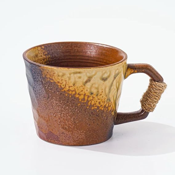 10oz Handmade Ceramic Tea Cup with Handle, Pottery Tea Mug