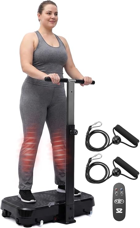 SQUATZ Vibration Plate Exercise Machine with Handlebar, Vibration Plate with Handles, 1-99 Speed Levels, 10 Preset Programs, Low-Impact Home Fitness Platform with Remote, Portable Design