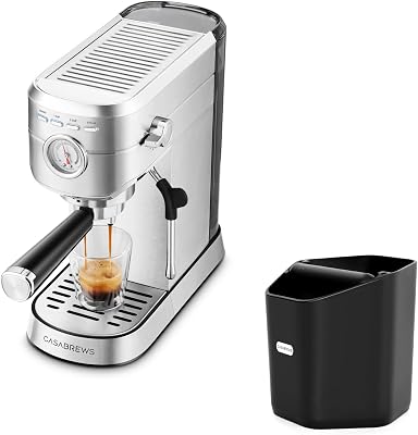 CASABREWS Espresso Machine 20 Bar with Steam Milk Frother & Espresso Knock Box, Gift for Coffee Lovers