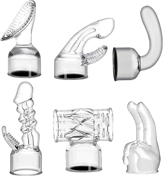 NUHUi 6X MINI Handheld Back Massage Gun Wand Attachments Accessories Fit for Large/Mini Hitachi Massagers Gun Silicone Material Clear