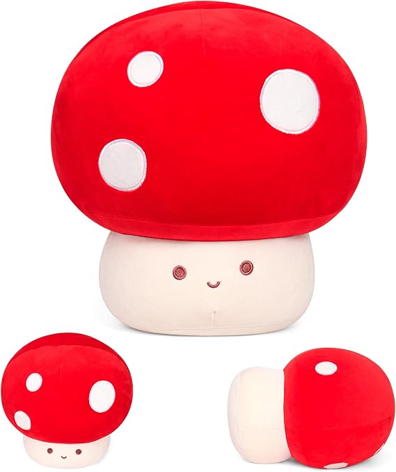 JellyMallow Cute Mushroom Plush 14in Adorable Mushroom Stuffed Animal | Soft Fuzzy Stuffy Plush Pillow Gifts for Kids Adults, Kawaii Plush Decor