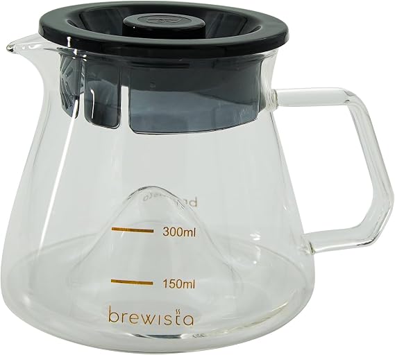 Brewista 300ml/10.1oz X Series M Glass Coffee Carafe, Small Pour Over Glass Pot Server, Inner Cone Shape Design for Improved Flavor, Heat Resistant Odorless Glass Pitcher