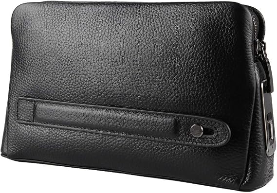 Fipilock FL V1 Men Zipper Leather Wallet Smart Fingerprint Security Handbag Black Long Standby