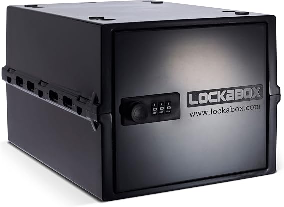 Lockabox OneTM | Compact and Hygienic Lockable Storage Box for Food, Medicines, Tech and Home Safety | One Size 12 x 8 x 6.6 inches externally (Jet)