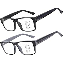 Missfive 2 Pack Unbreakable Varifocal Reading Glasses Men TR90 Progressive Multifocus Reading Glasses, Thick Frame Blue Light Blocking Glasses No-Line Multifocal Eyeglasses