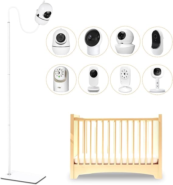 Baby Monitor Floor Stand Holder Compatible with HelloBaby, Nanit Pro & Flex Stand, Owlet, Infant Optics, Motorola, VAVA, 37.4" - 69" Adjustable Height Universal Baby Camera Floor Stand Mount