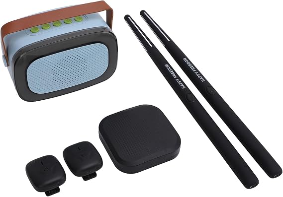 Virtual Electronic Drum Set, Air Hit Drum Kit, Portable Electric Air Drum Set, with Drumsticks, Pedals, Speaker, 3D Motion Sensing, for Beginners, Adults (Black)