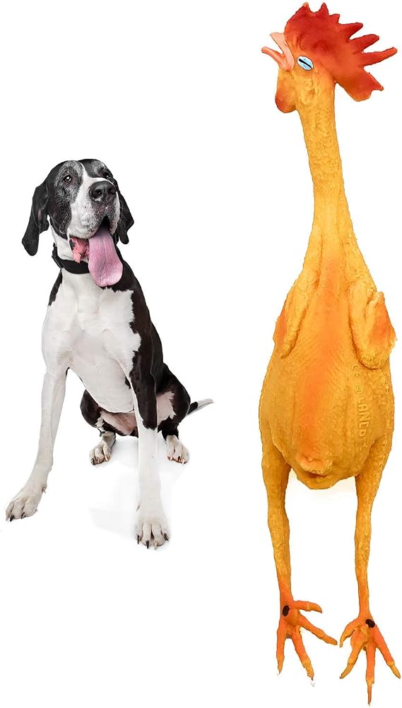 Rubber Chicken Dog Toys - Natural Rubber (Latex) - Lead-Free Chemical-Free - Complies with Same Safety Standards as Baby Toys - Soft Unstuffed Squeaky (Extra-Large)