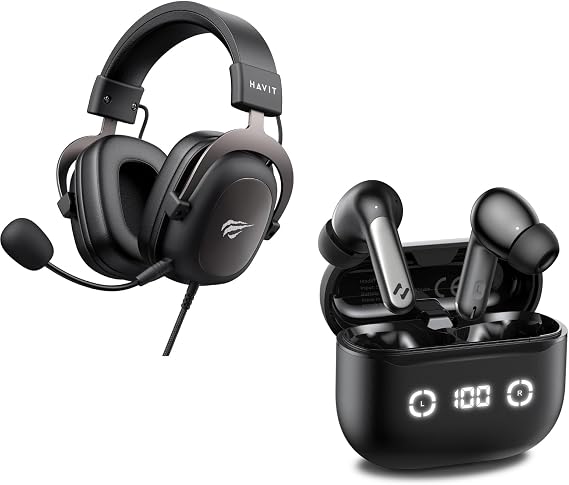 Gaming Headsets Bundle with Noise Cancelling Earbuds