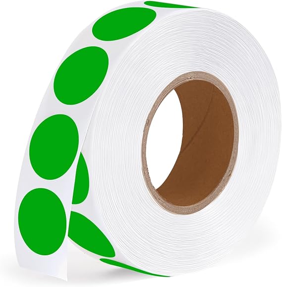 1000PCS 1/2 Inch Round Color-Code Dot Stickers, Green Circle Colorful Coding Label Sticker for Home Office Classroom Marking Yard Garage Sale Price (Green)
