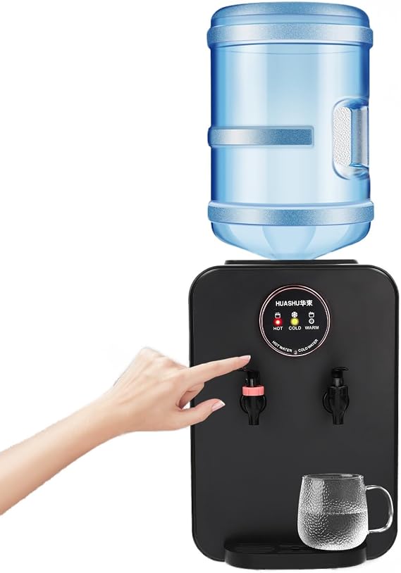 Water Cooler Dispenser, Top Loading Water Dispenser, Hot & Cold Water Coolers with LED Indicator, Drinking Fountain for 1.19-4.99Gal Water Buckets