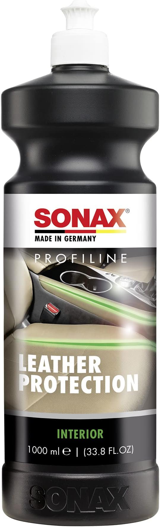 SONAX Profiline Leather Care | Nourishing Leather Conditioner with UV Protection | Prevents Cracking & Drying | Hydrophobic Surface Repels Dirt, Dust, Water | 282300 | 1L