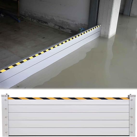 Flood Barrier Shield Water Prevention System Garage Door Flood Prevention Board Basement/Home/Doorway Flood Protection Barriers, Aluminum Reusable Flood Barrier Shield, 2 4 6 8 10 13 Ft(Silver-100cm/3