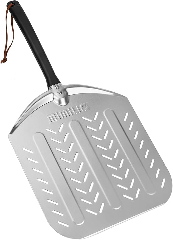 Mimiuo 12 x 14 Inch Perforated Aluminum Pizza Peel, w/Non-Stick Surface