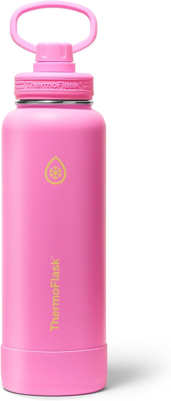 ThermoFlask 40 oz Double Wall Vacuum Insulated Stainless Steel Water Bottle with Spout Lid, Shocking Pink