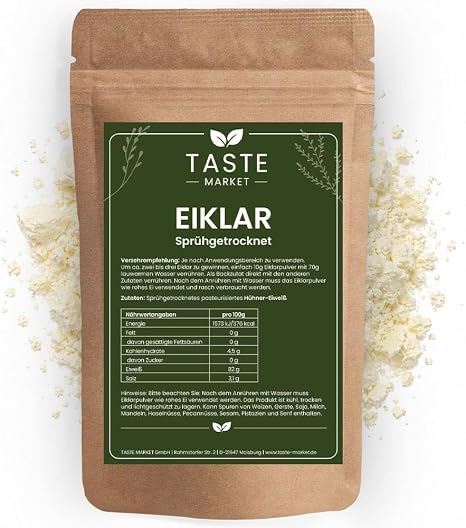 Egg Clear Powder 1 kg - Pure Protein Powder from Chicken Egg - No Additives - Ideal for Baking Cooking & Shakes - High Protein Content - Taste Market