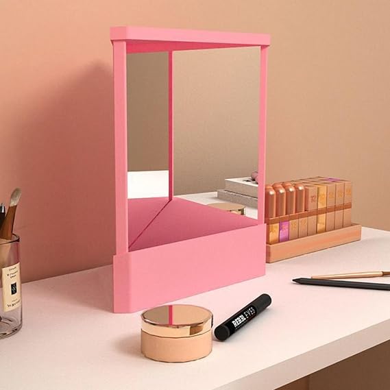 Non-Reversing Mirror, True Mirror Non Reversing,Precision Glass Viewing Angle, for Makeup Vanity and Beauty,Pink