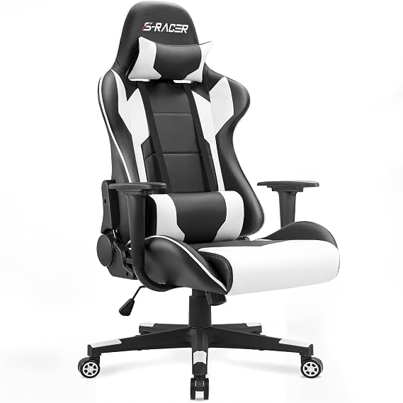 Homall Gaming Chair, Ergonomic Faux Leather High Back Office Chair, White