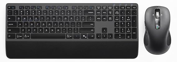 Wireless Keyboard and Mouse with Wrist Rest, Full Size Multi Device Keyboard and Mouse Combo, Bluetooth Keyboard and Mouse Combo for Laptop PC Mac, Work Keyboard and Mouse