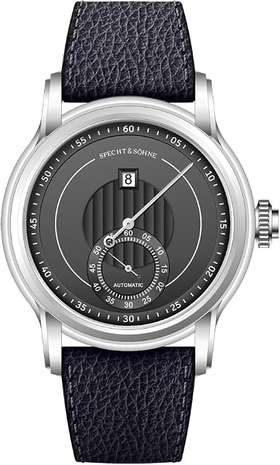 Specht & Sohne 39mm Jump Hour Classic Automatic Watches for Men, Seagull ST1721 Mechanical Movement, Sapphire Crystal, Genuine Leather Strap, Stainless Steel Case, 50M Water Resistant