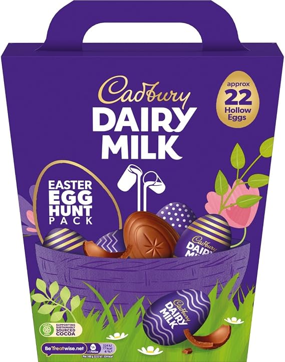 Cadbury Dairy Milk Chocolate Easter Egg Hunt Pack, Includes Approximately 22 Hollow Eggs, 317 g (Pack of 1)