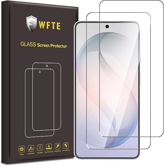 WFTE 2-Pack Tempered Glass for Samsung Galaxy S26 5G Screen Protector,9H Hardness,Anti-Scratch,Anti-Fingerprint,Bubble-Free,HD Clear,Premium Protective Film for Samsung S26,Case Friendly