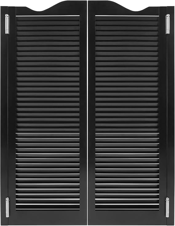 Cafe Swinging Doors Wood Saloon Doors, 36" x 48" Modern Swinging 2-Half Door Bar Doors Entrance Partition for Hallway Kitchen Doorway Bars Gardens Restaurants (Black)