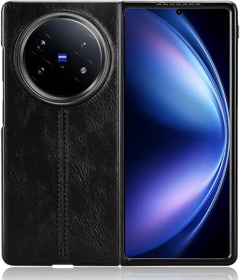 Phone Cases Compatible with Vivo X Fold 5,Retro PU Leather Ultra Slim Shockproof Compatible with Vivo X Fold5 5G V2436A Case Cover Black