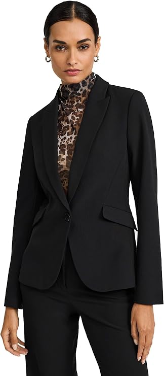 EXPRESS Women's Editor Studio Stretch Twill Fitted One Button Blazer | Wrinkle-Resistant Fabric Delivers 4-Way Stretch, Easy Care, and Lasting Comfort for Work and Beyond