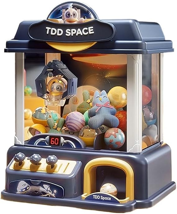 Claw Machine Arcade Game, Candy Grabber Machine, Features LED Lights and Sound Effects, Fun for The Whole Family (Color : Blue, Size : 49 Dolls+20 Capsules)