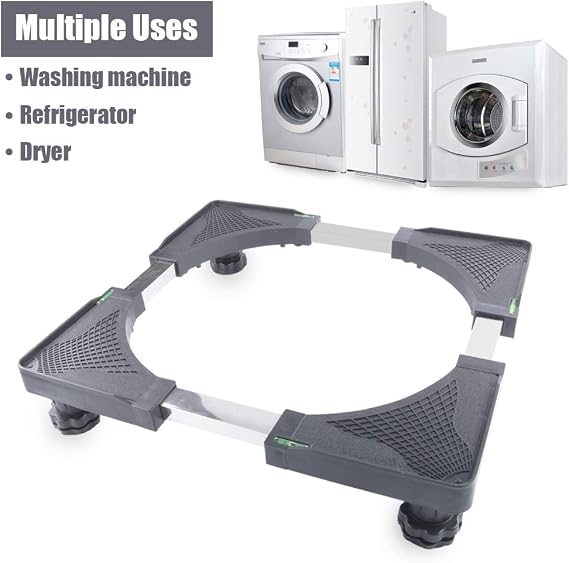 Plus Size Adjustable Washing Machine Stand for Washer Dryer Stand Dolly Refrigerators Pedestal Base Roller Mobile Heavy Base(Black)