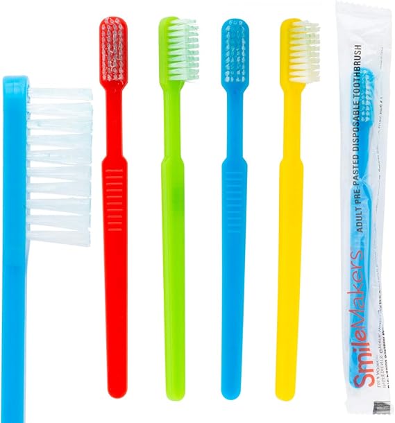 SmileMakers Disposable Toothbrushes with Toothpaste Built in - Bulk 144 Count Pre-Pasted Mini Travel Toothbrush Pack | Individually Wrapped Single Use for Hotels, Offices & Emergency Kits