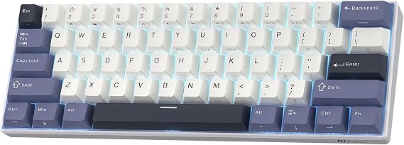 RK ROYAL KLUDGE RK61 Wireless 60% Triple Mode BT5.0/2.4G/USB-C Mechanical Keyboard, 61 Keys, Hot Swapping, Compact Gaming Keyboard with Software, US QWERTY Layout | 61キー 3モード BT5.0/2.4G/USB-C 対応コンパクトゲーミングキーボード ― PBTキーキャップ、専用ソフトウェア、ホットスワップ対応カスタムスイッチ