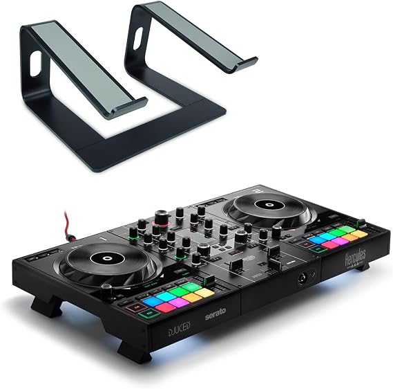 Hercules DJControl Inpulse 500 2-Deck DJ Controller + keepdrum laptop stand Black